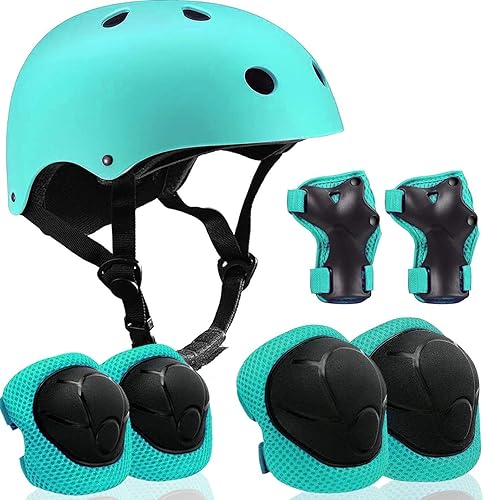 Miniatura 9 de Casco ajustable para niños de 5 a 16 años, niños pequeños, niños y niñas, equipo de protección con rodilleras, coderas y muñequeras para múltiples
