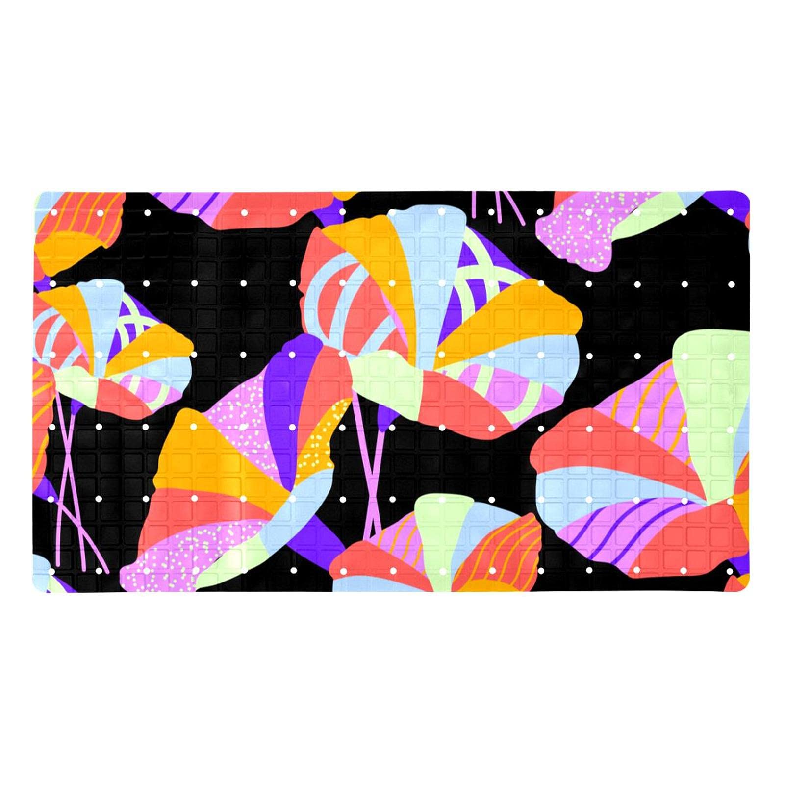 Tapis de bain antidérapant haut de gamme design floral géométrique