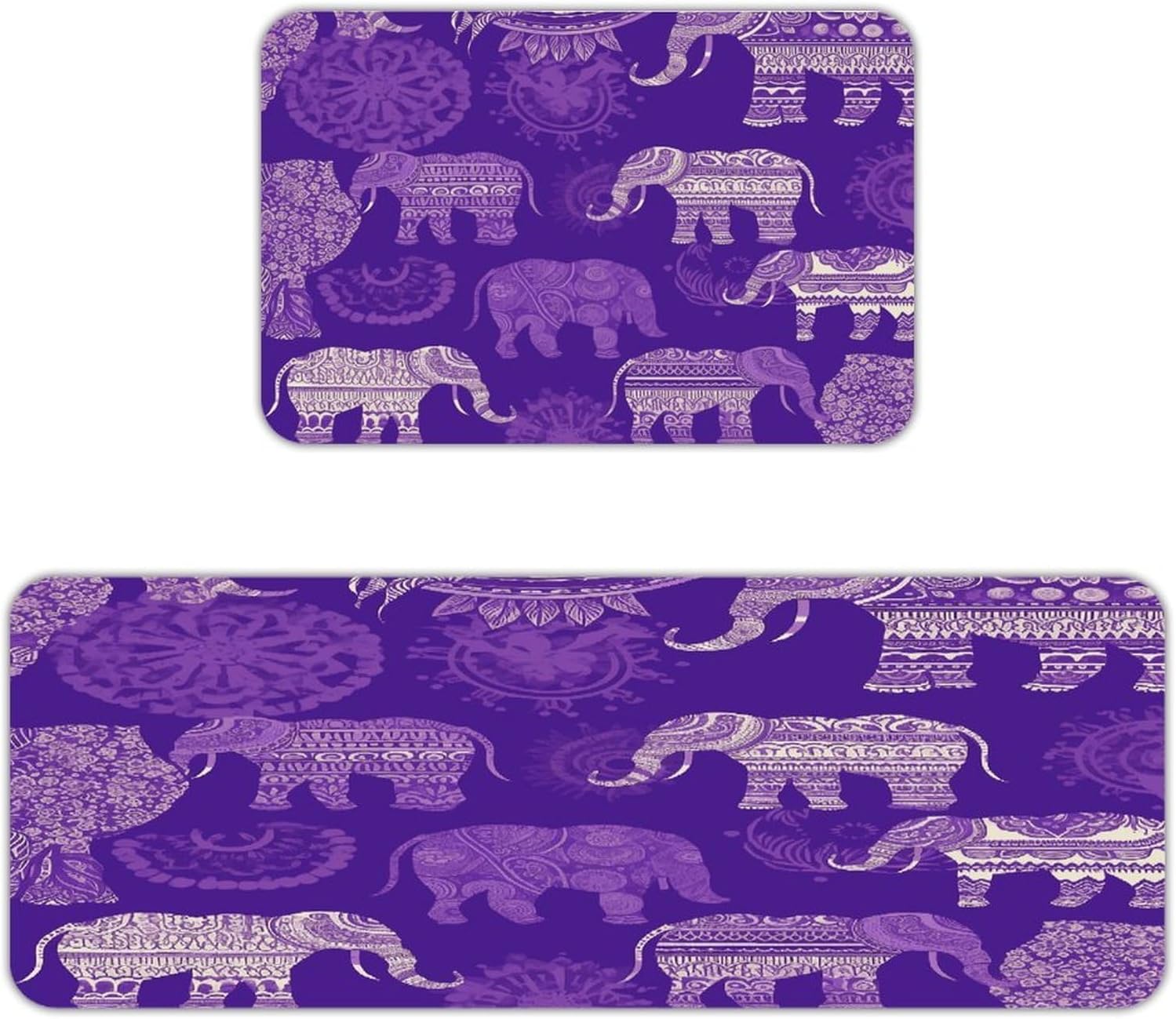 Purple Elephant Kitchen Mat Kitchen Rug Set | Kitchen Rugs Flannel Velvety Washable breathable Water Absorbent Soft ，kitchen utensils for Kitchen, Floor,Laundry