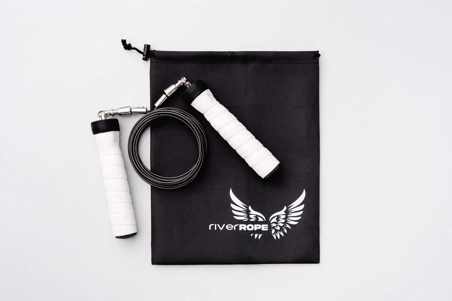 Premium Jump Rope - Fast clip connections, Adjustable PVC covered steel wire cable, Comfortable ergonomic white foam handles, for Fitness, Boxing, Cardio, Cross Training, HIIT and Home Workouts, Skipping Rope for Men & Women.