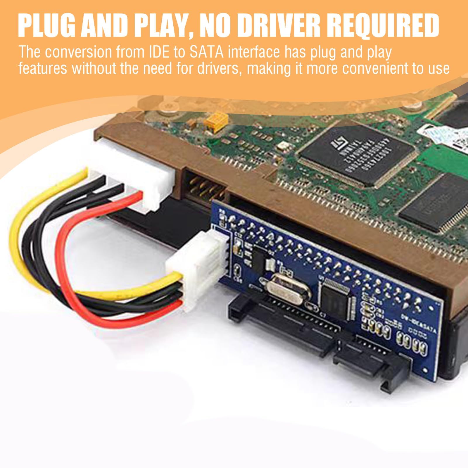 IDE/PATA 40pin dysk twardy na gniazdo SATA adapter konwertera, F40S 3,5" IDE/PATA na SATA adapter konwertera, 40-pinowy dysk twardy do gniazda, PCBA do komputera stacjonarnego i 3,5" HDD, nie wymaga