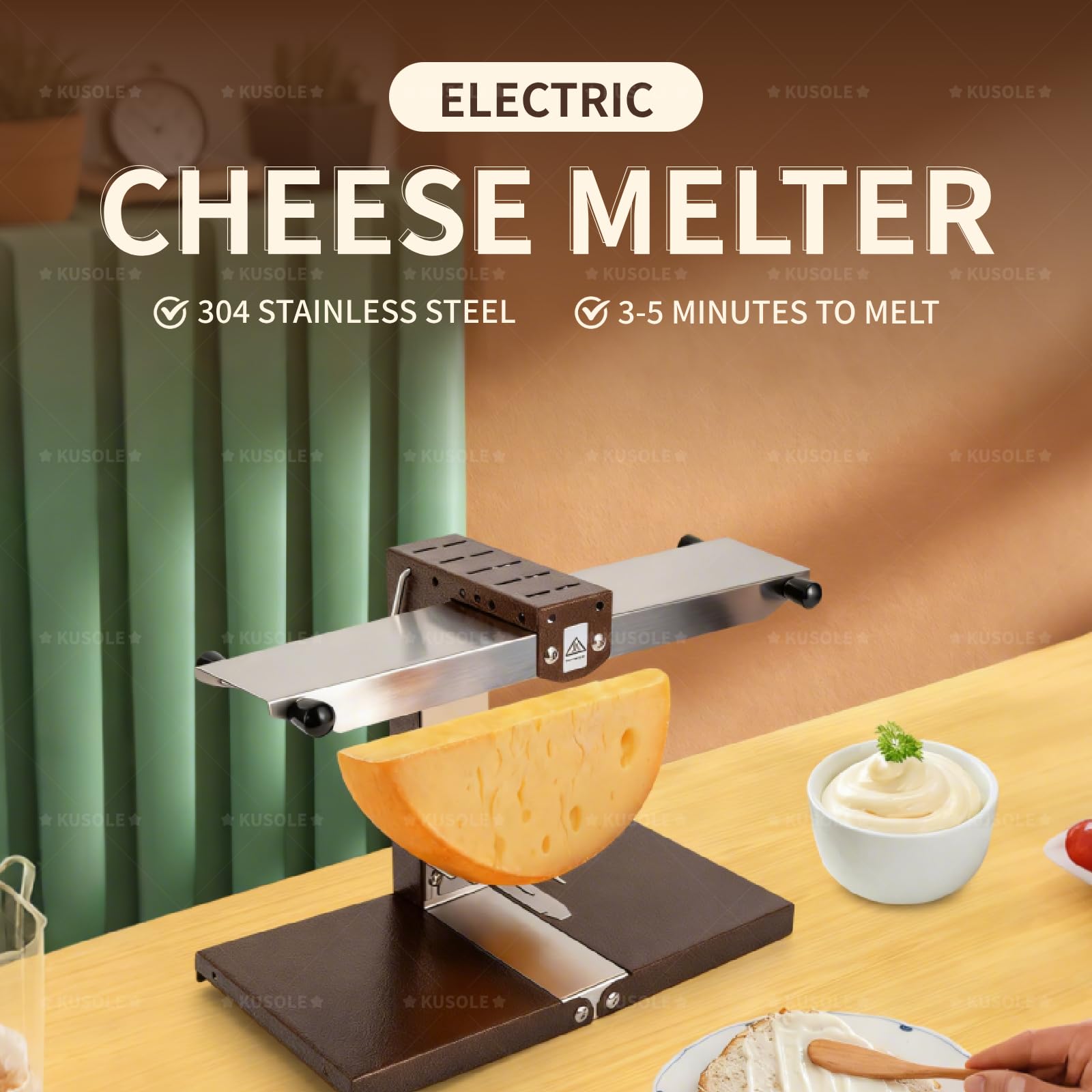 Elektryczny topielnik do sera Raclette, komercyjny elektryczny grill Raclette, pół serowar, regulowany pręt grzewczy do kuchni restauracyjnej