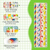 Vista 6 de HAKACC 180 popotes de papel para beber, 9 patrones diferentes, pajitas desechables para cumpleaños, bodas, vacaciones, decoraciones de bricolaje