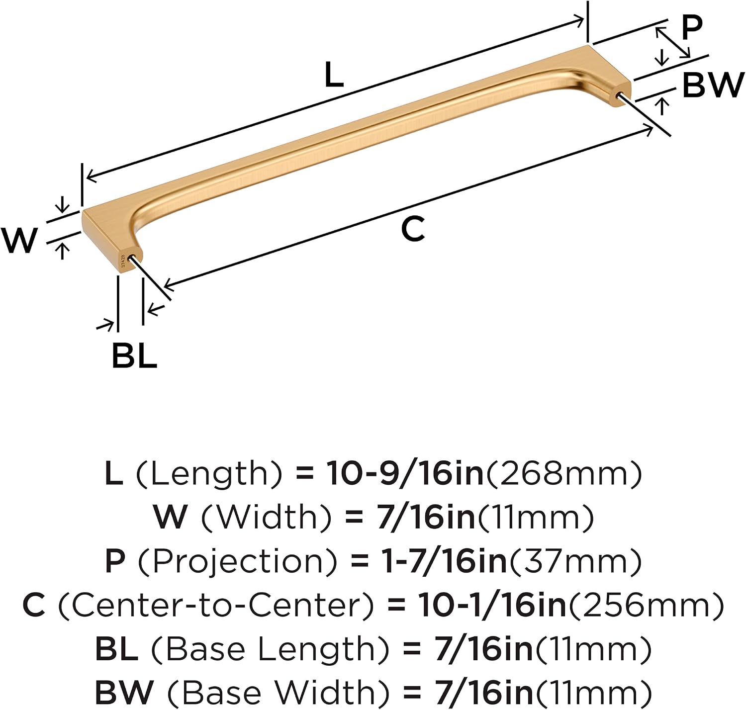 Amerock Merced 10-1/16 inch (256mm) Center-to-Center Champagne Bronze Cabinet Pull, BP37428CZ