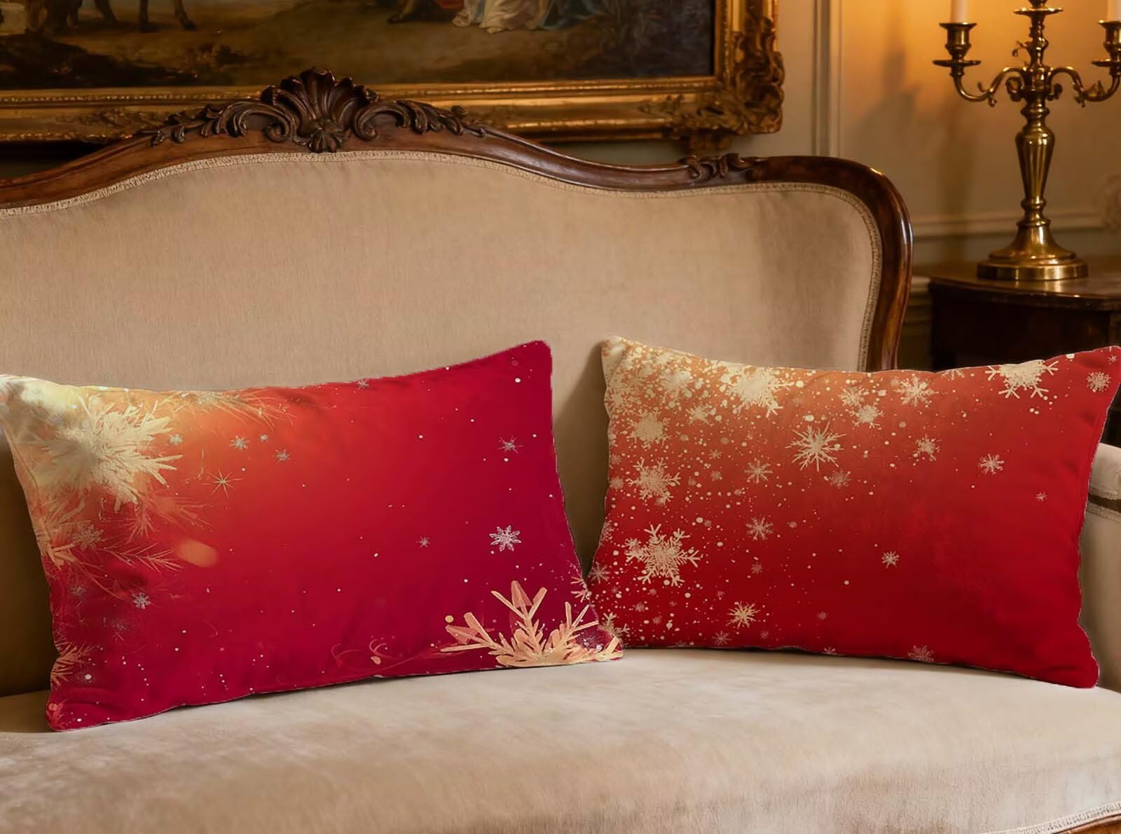 Taie oreiller rectangulaire rouge en velours 40x70 anti-plis lot de 2