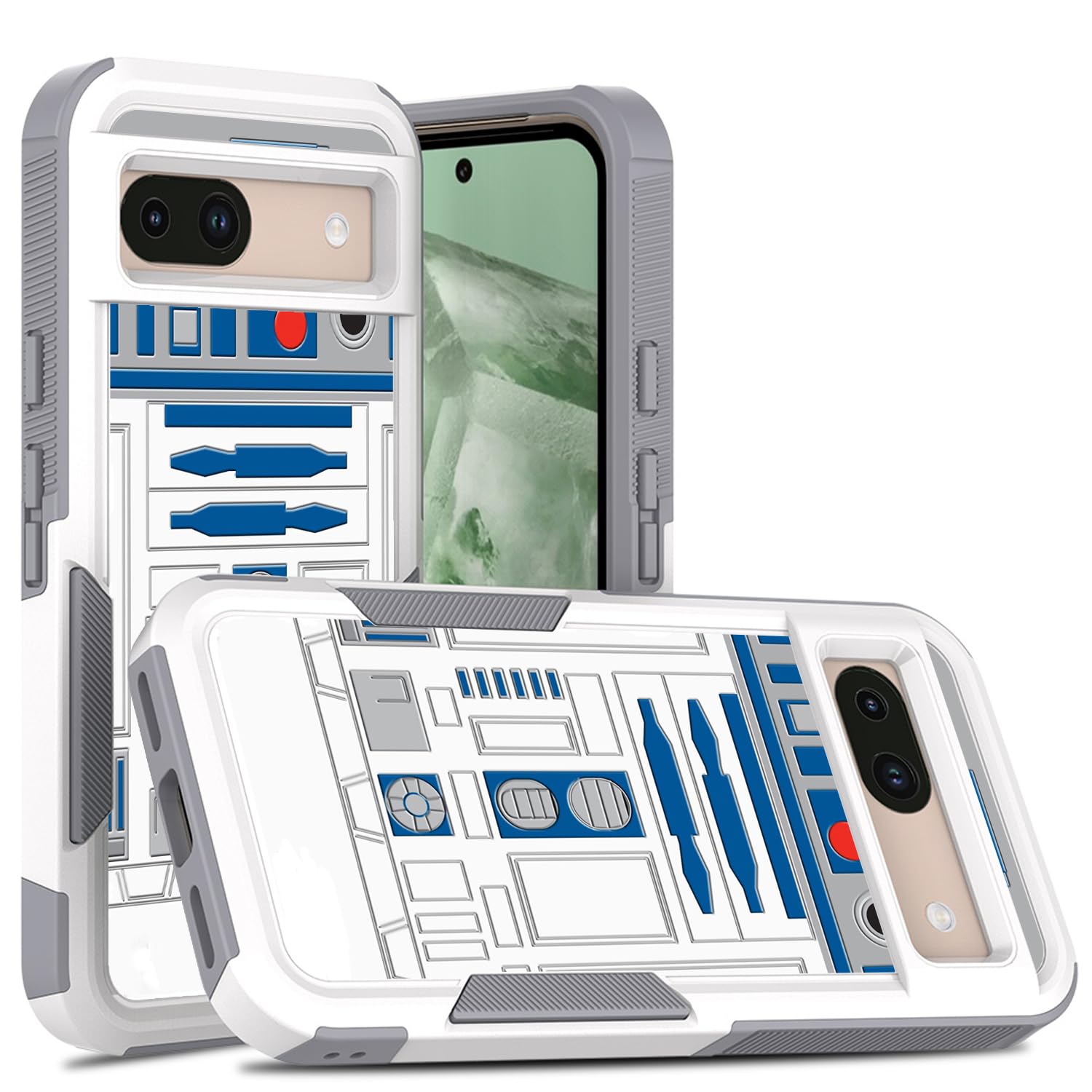 Candykisscase for Google Pixel 8a, R2D2 Astromech Droid Robot Pattern Shock-Absorption Hard PC and Inner Silicone Hybrid Dual Layer Armor Defender Case for Google Pixel 8A
