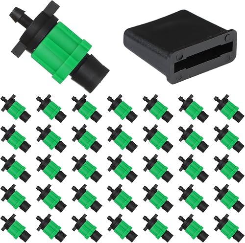 40PCS Drip Tape Connector and 40PCS Folding Drip Tape Row End, Drip Tape Fittings Drip Irrigation Coupling Drip Tape End Folding Tape End Plug Drip Irrigation Tools Twist Locks, Green