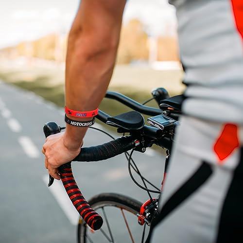 Miniatura 5 de Aoriher 48 pulseras de goma para motocross, 24 pulseras de goma para motocross, 24 llaveros de motocicleta, rellenos de bolsas de regalos de