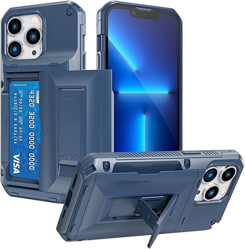 LAUDTEC - Funda con soporte para iPhone 13 Pro Max, protección contra caídas de grado militar compatible con iPhone 13 Pro Max de 6.7 pulgadas (azul)