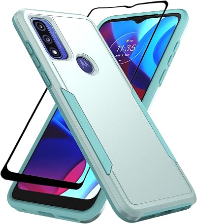 for Motorola Moto G Pure Case with Screen Protector,Slim Fit Bumper Heavy Duty Dual Layer Shockproof Armor Rugged Protection Defender Back Cover Protective Phone Case for Moto G Play 2023 (Green)