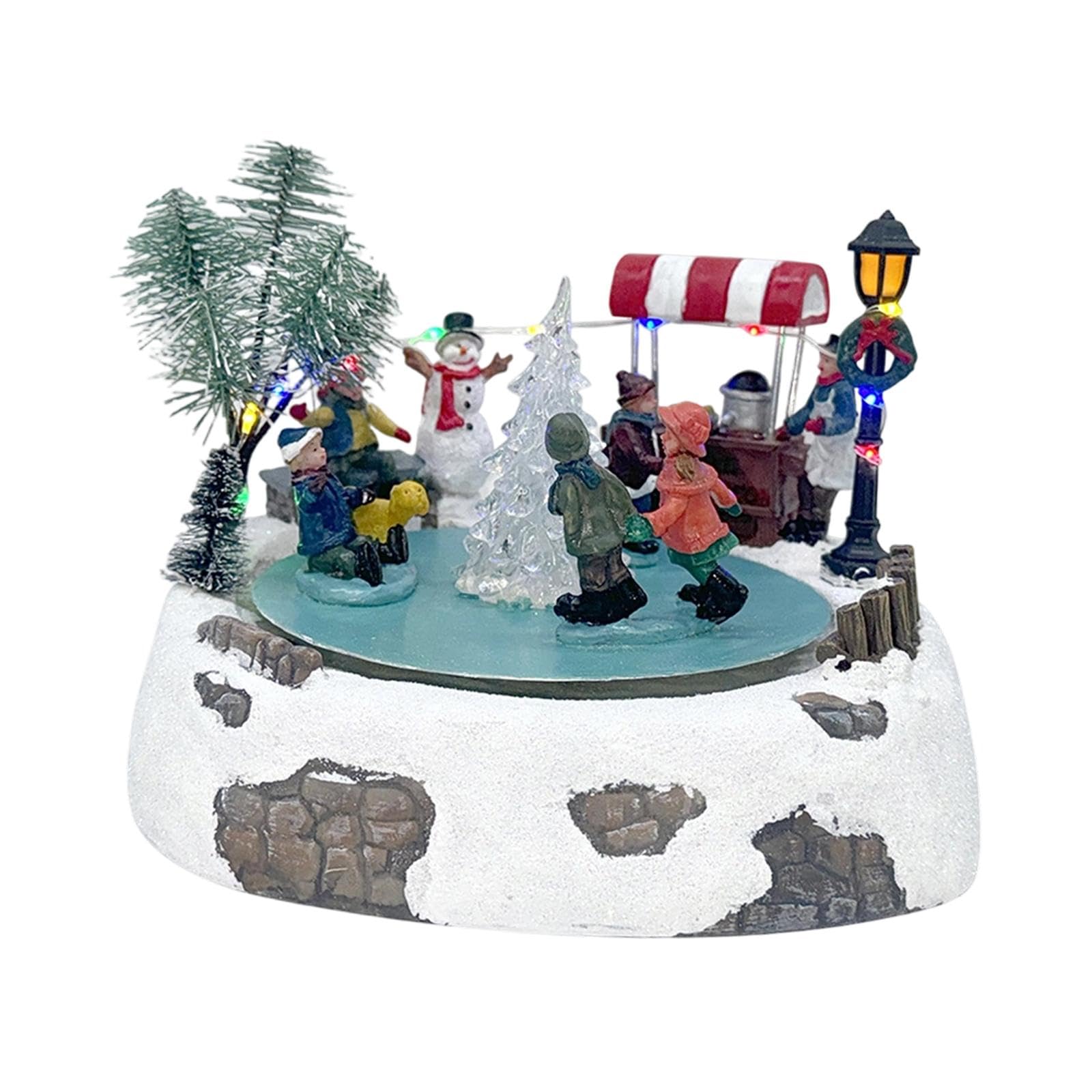 Boîte à Musique Animée pour Patinoire, Cadeau de Noël D'intérieur avec Lumières