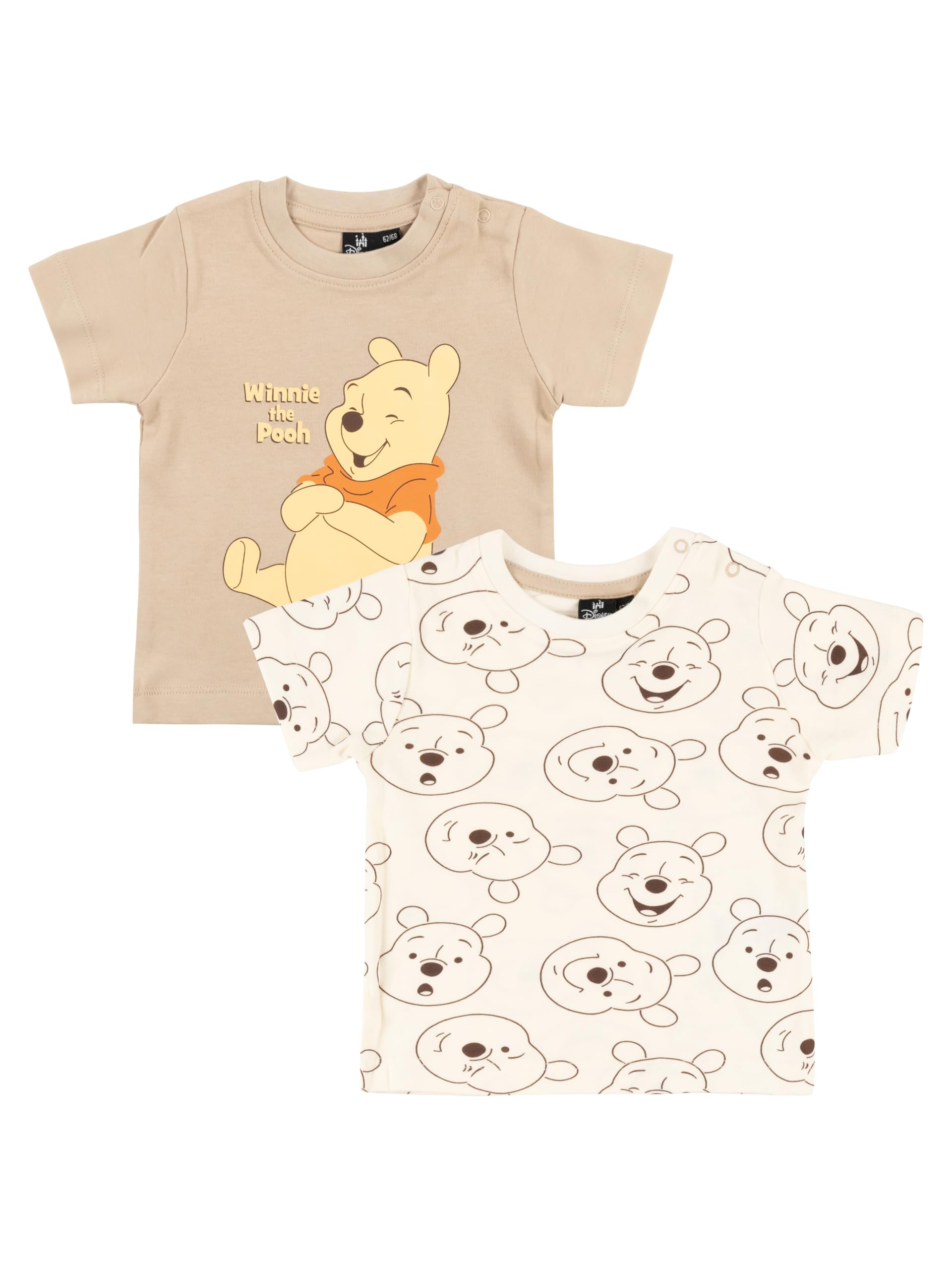 Disney Lot de 2 t-shirts Winnie l'ourson pour bébé garçon et fille – Manches courtes – Beige