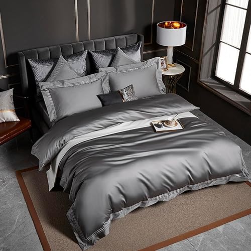 Miniatura 3 de ErZhuiZi Juego de funda de edredón doble de 4 piezas, juego de ropa de cama de algodón, funda de edredón de tamaño doble King (1 funda de edredón, 1