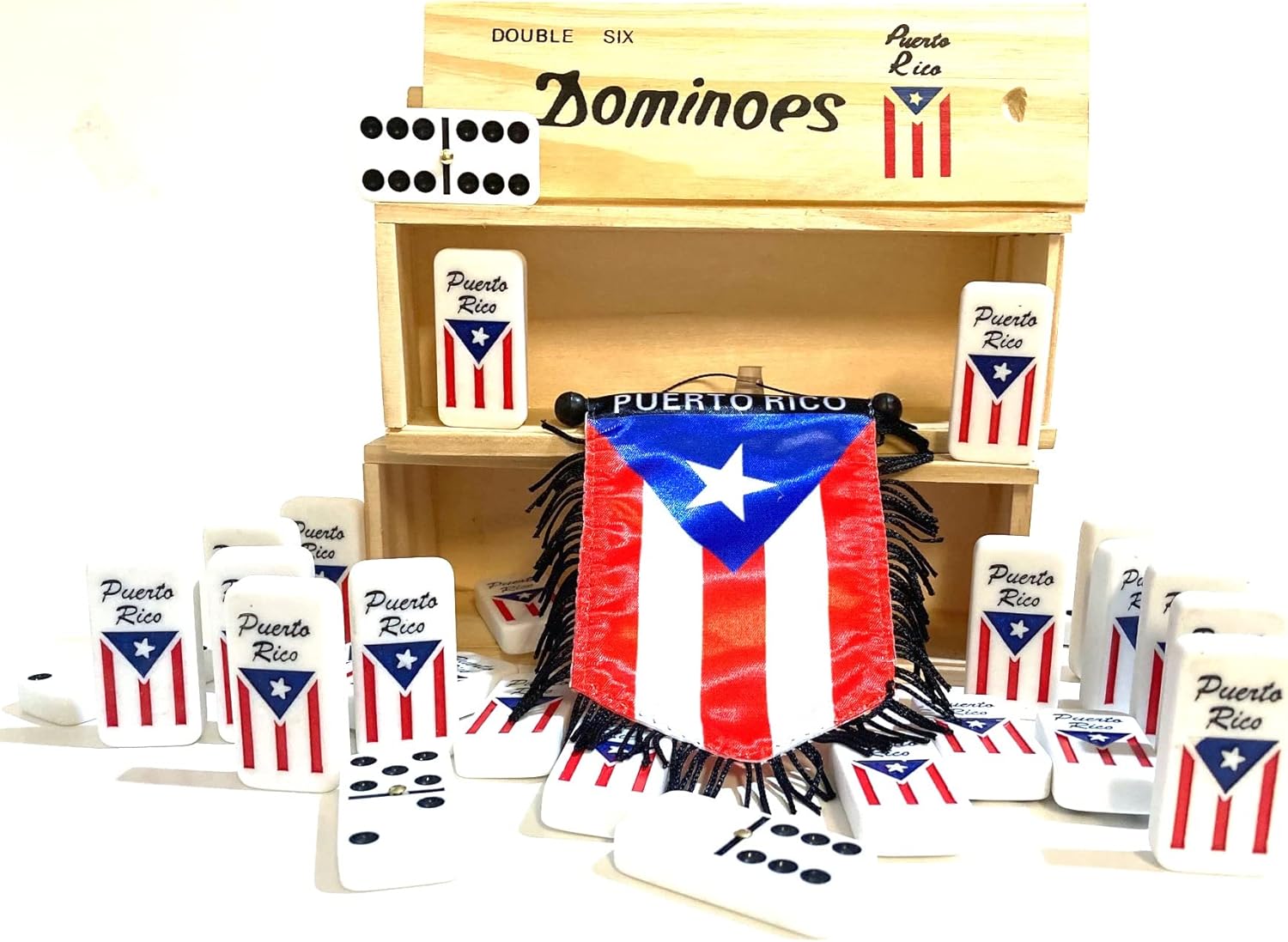 Puerto Rico Dominoes Set Premium Puerto Rican Domino Flag Adult Size Boricua Value Pack