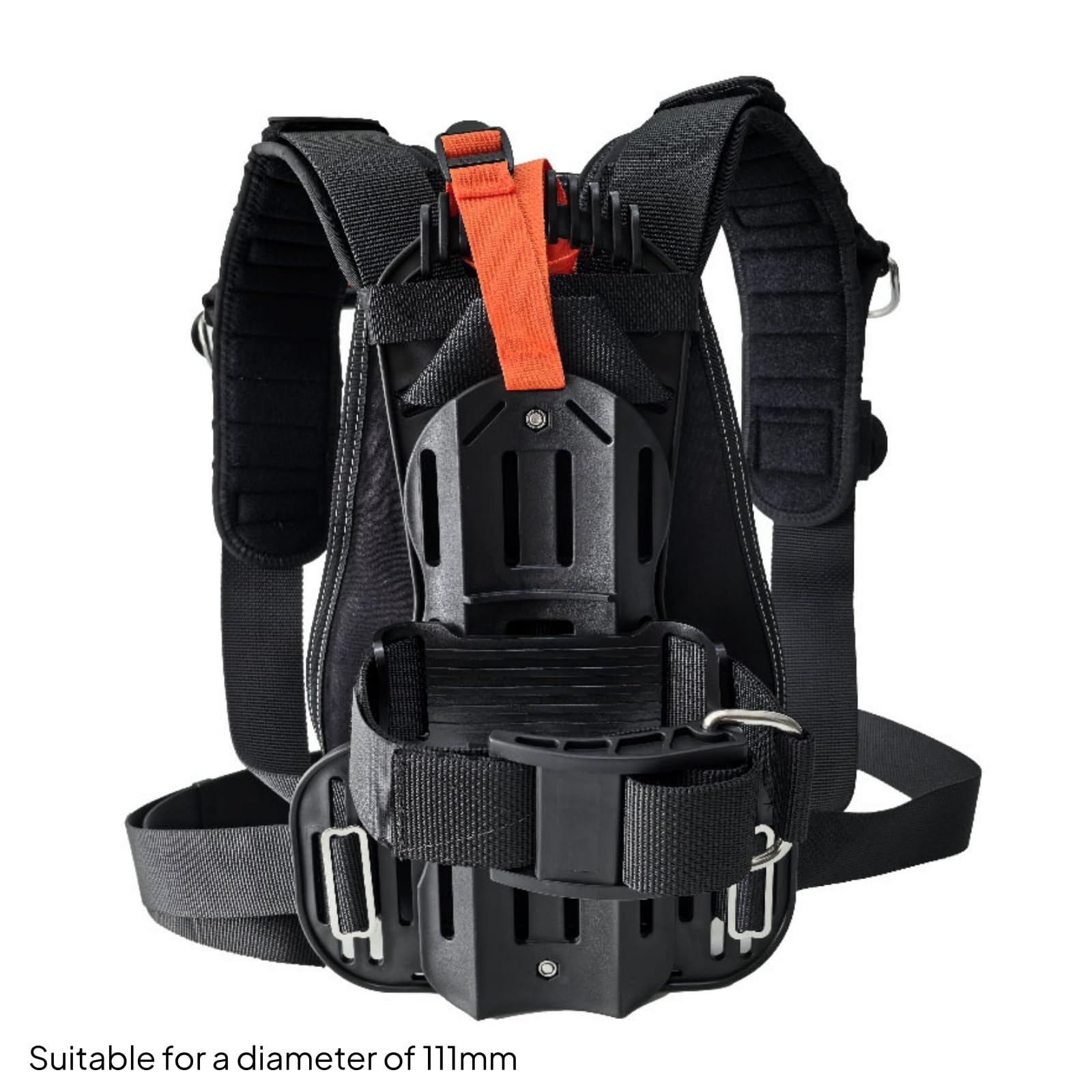 Backplate mit Harness Stabil Backplate-Harness-Set Stabil Tauchrückplatte mit Schulterpolster für Taucher, Schnorchler, Gerätetauchen, Tauchausbildung, Passend Für 2/3L Durchmesser 111mm