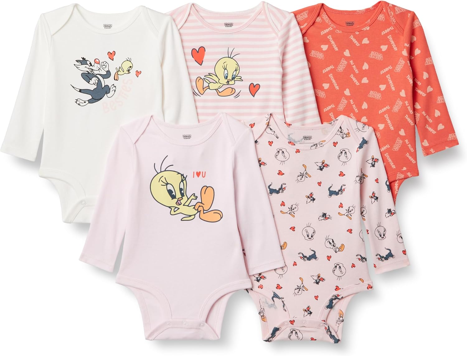 Amazon Essentials Harry Potter - DC Comics - Looney Tunes Unisex Babies' Long-Sleeve Bodysuits