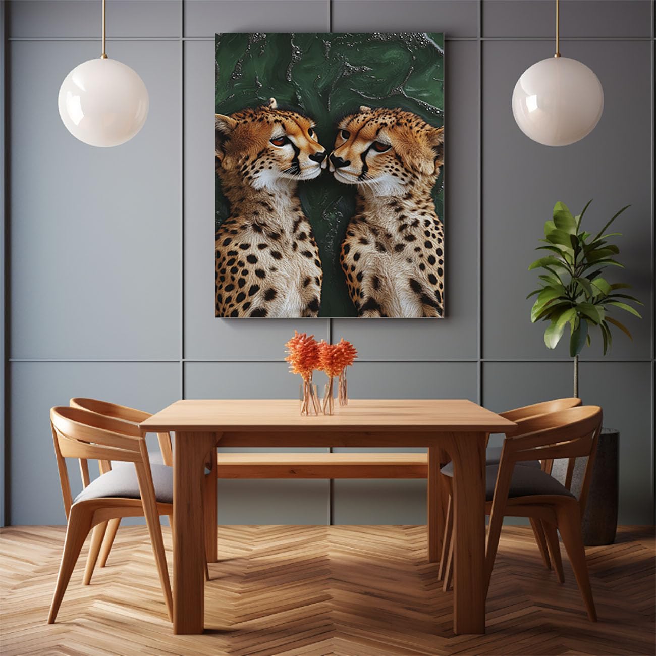 AMXBZC Affiche décorative chambre d'enfant, Images d’animaux modernes Moderne animaux de safari en afrique - Poster Images Murales - Décoration chambre de bébé - 50x70cm Encadrée(Marron)