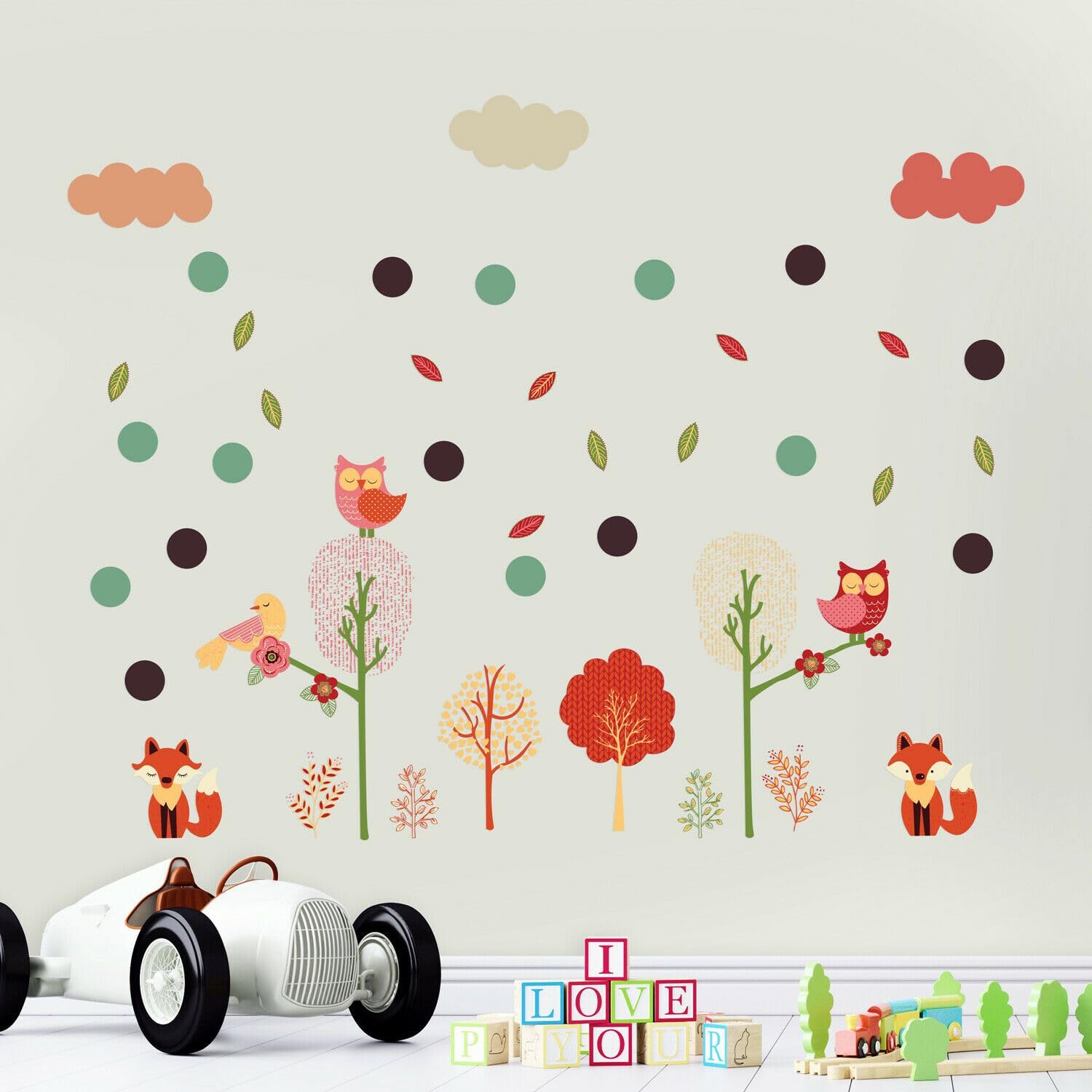 Forest, Fox, Animal, Colourful Dots, Nursery, Cute Kidsroom, Baby, Modern, Children Wall Stickers, Room Decoration, Pattern - Image 3