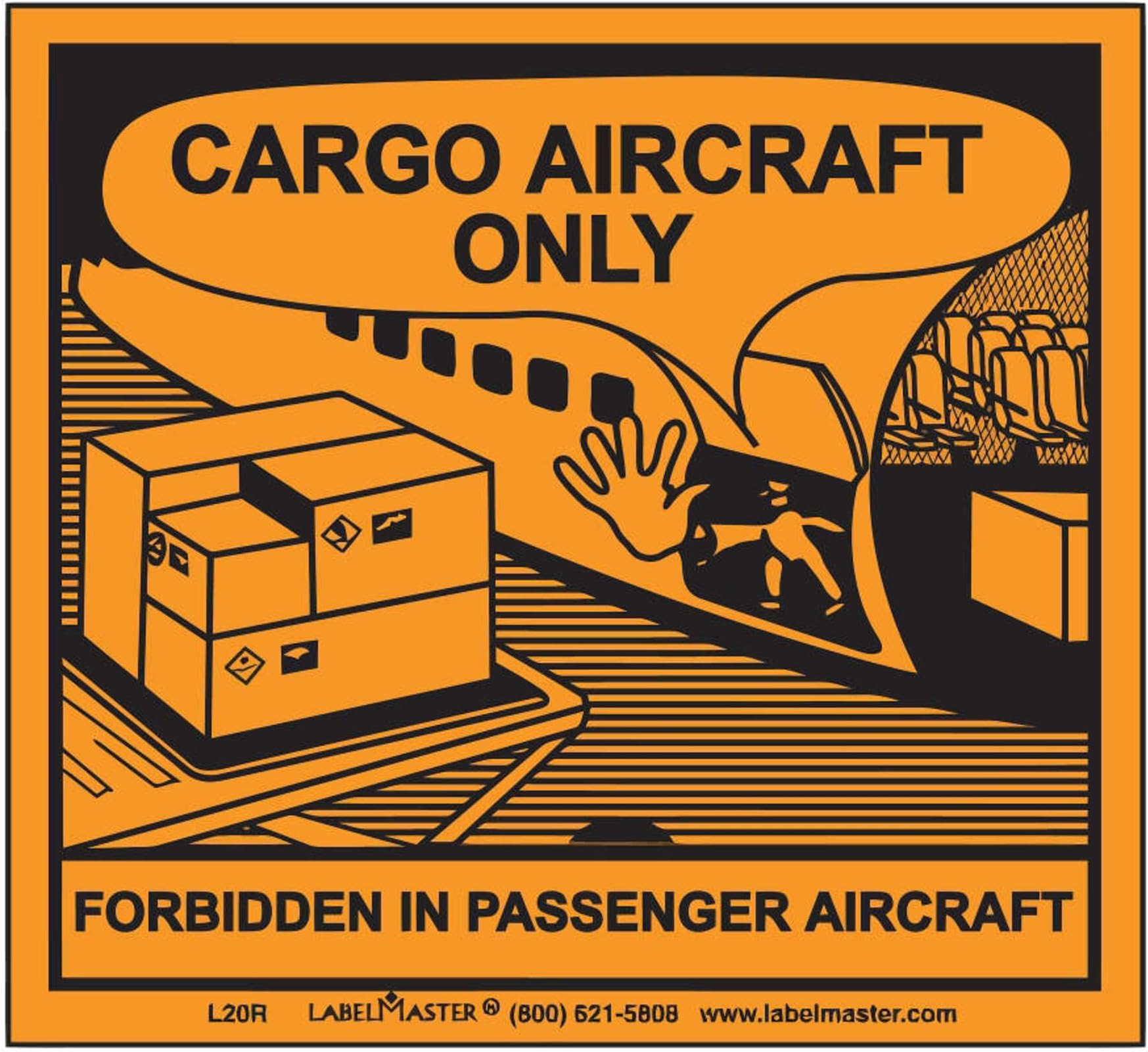 Labelmaster L20CR Cargo Aircraft Only Label, Paper (Pack of 100)