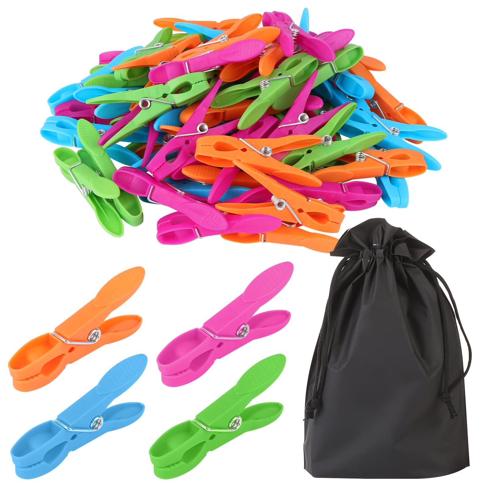 60 Pcs Clothes Pegs, Non Slip Clothes Clips Spring Clothespins with Storage Bag