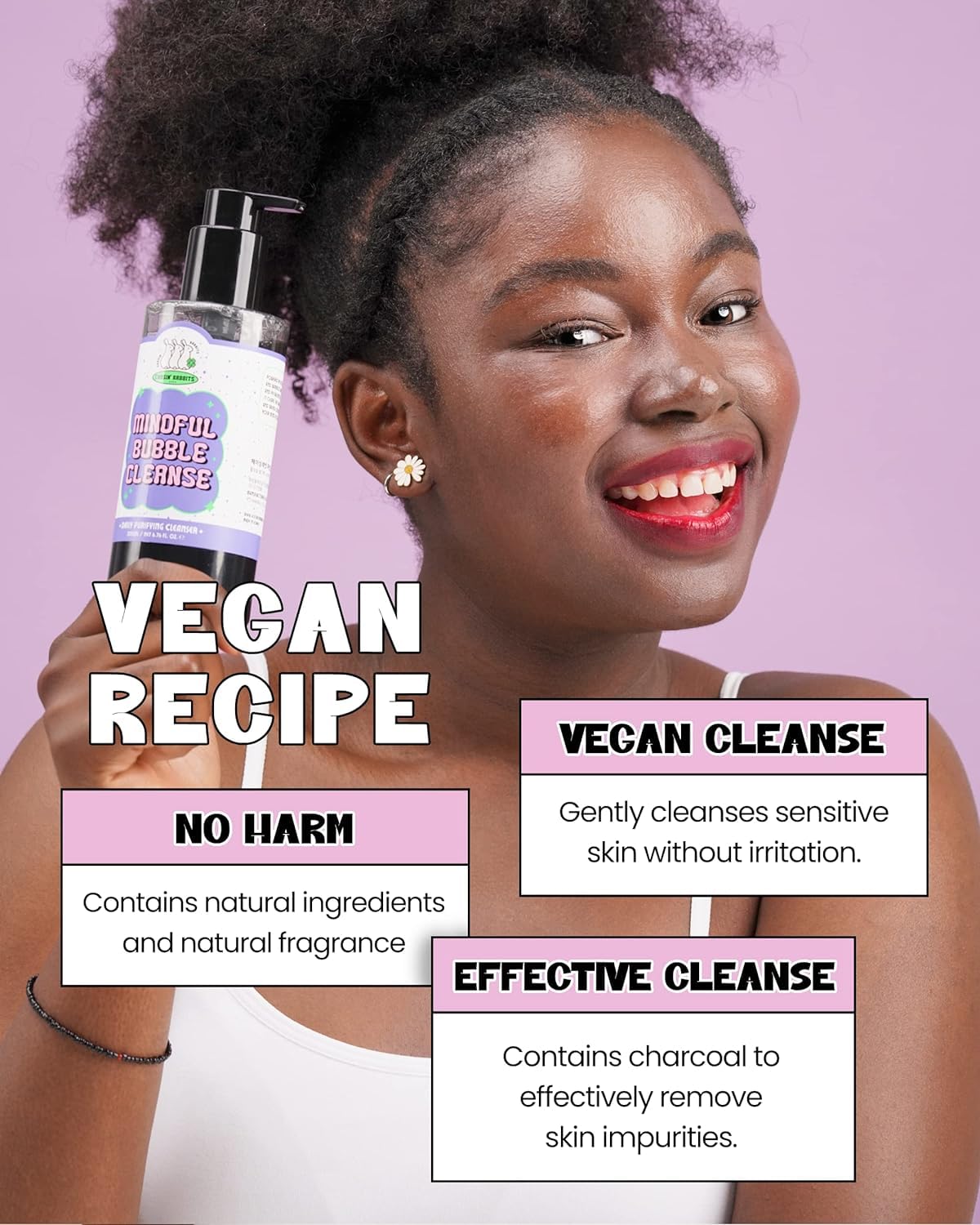 CHASIN' RABBITS Mindful Bubble Cleanse | Vegan All In One Face to Body Bubble Cleanser | Pore Purifying with Charcoal face wash for mens, For Oily Skin | 200mL/6.76 fl. oz - Image 7