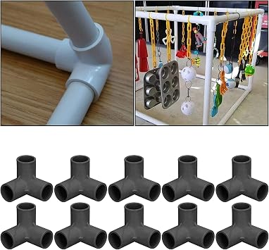 3 Way Pipe Fittings 10PCS 3 Way Elbow PVC Fittings PVC Plastic Furniture Grade Pipe Connector 25mm 3 Way Corner Pipe Fittings (Black)