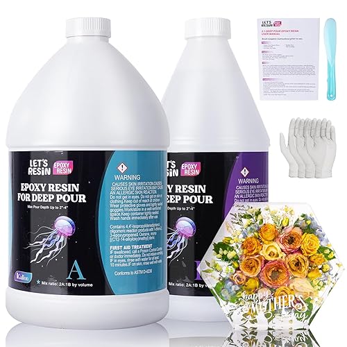 LET'S RESIN EPOXY RESIN Resina epoxi de vertido profundo de 1.5 galones, resina transparente de 2 a 4 pulgadas de profundidad para preservación de