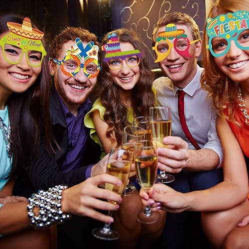 Miniatura 6 de 15 piezas de decoración de fiesta mexicana, anteojos de papel del Cinco de Mayo, lentes de papel, accesorios para cabina de fotos, accesorios para