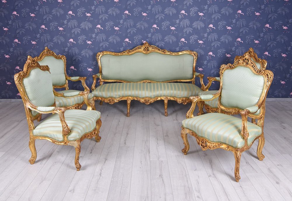 Salonmöbel Sitzgarnitur XXL Sitzmöbel Barock Sofa 4 Sessel Wohnzimmer Palazzo Exklusiv