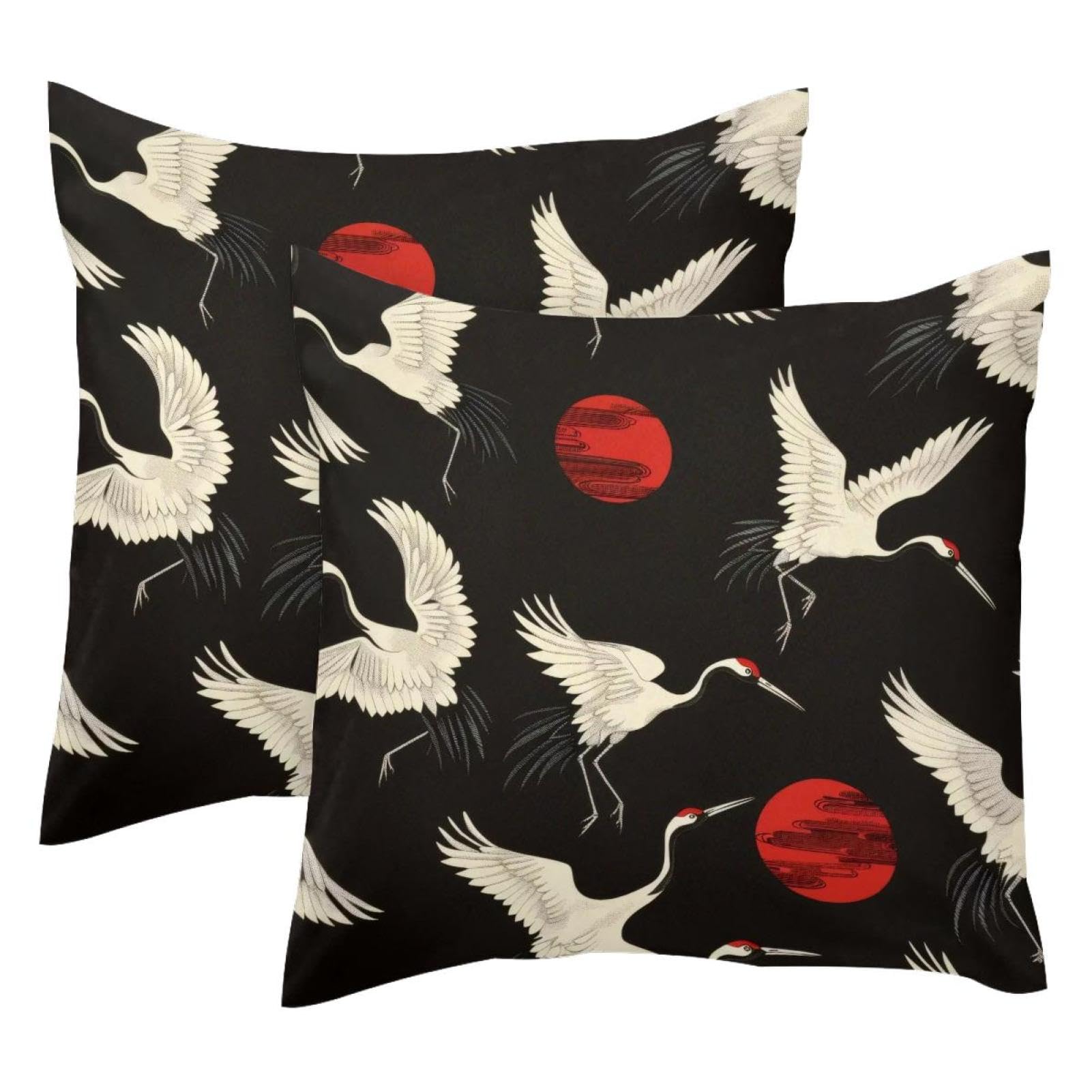 Housse de coussin en velours 50x50 cm lot de 2 grue style japonais