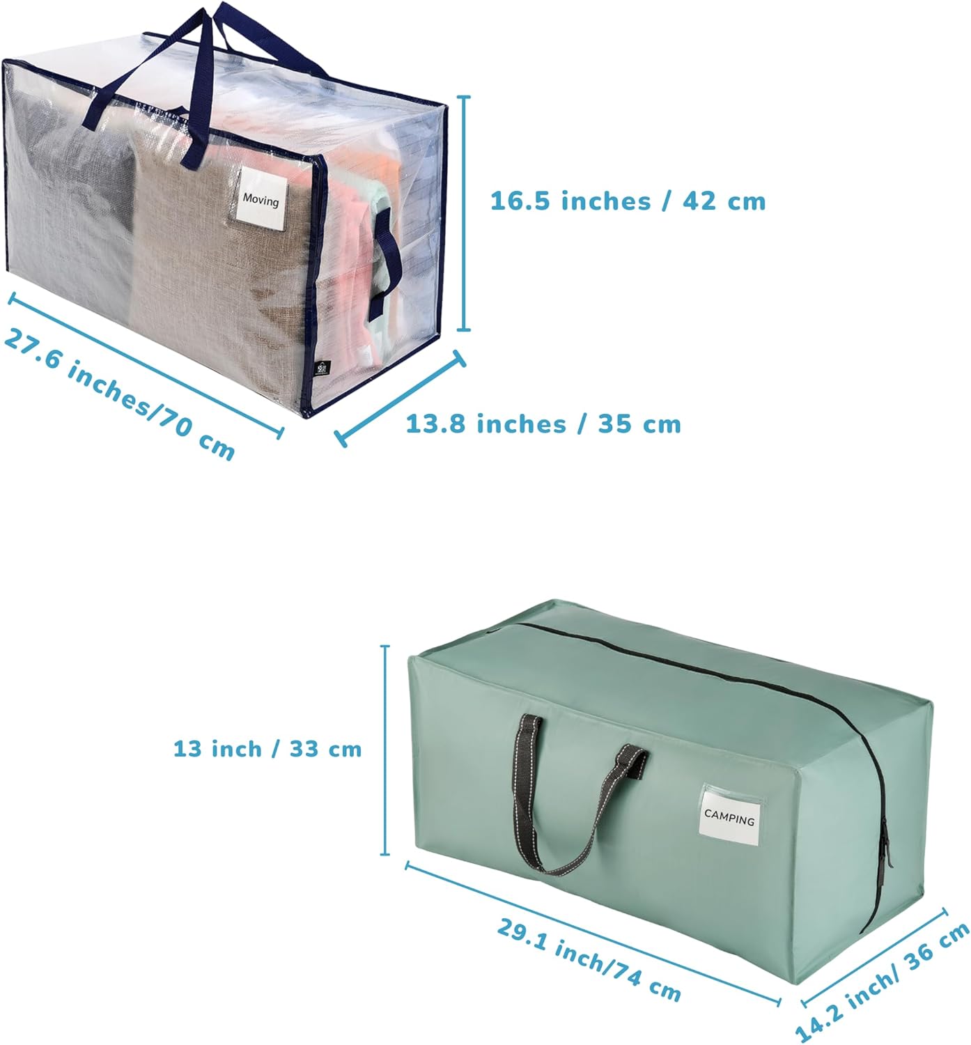 VENO 6 Pack Heavy-Duty Moving Bags (4 with Sturdy Side Handles, 2 with Backpack Straps)