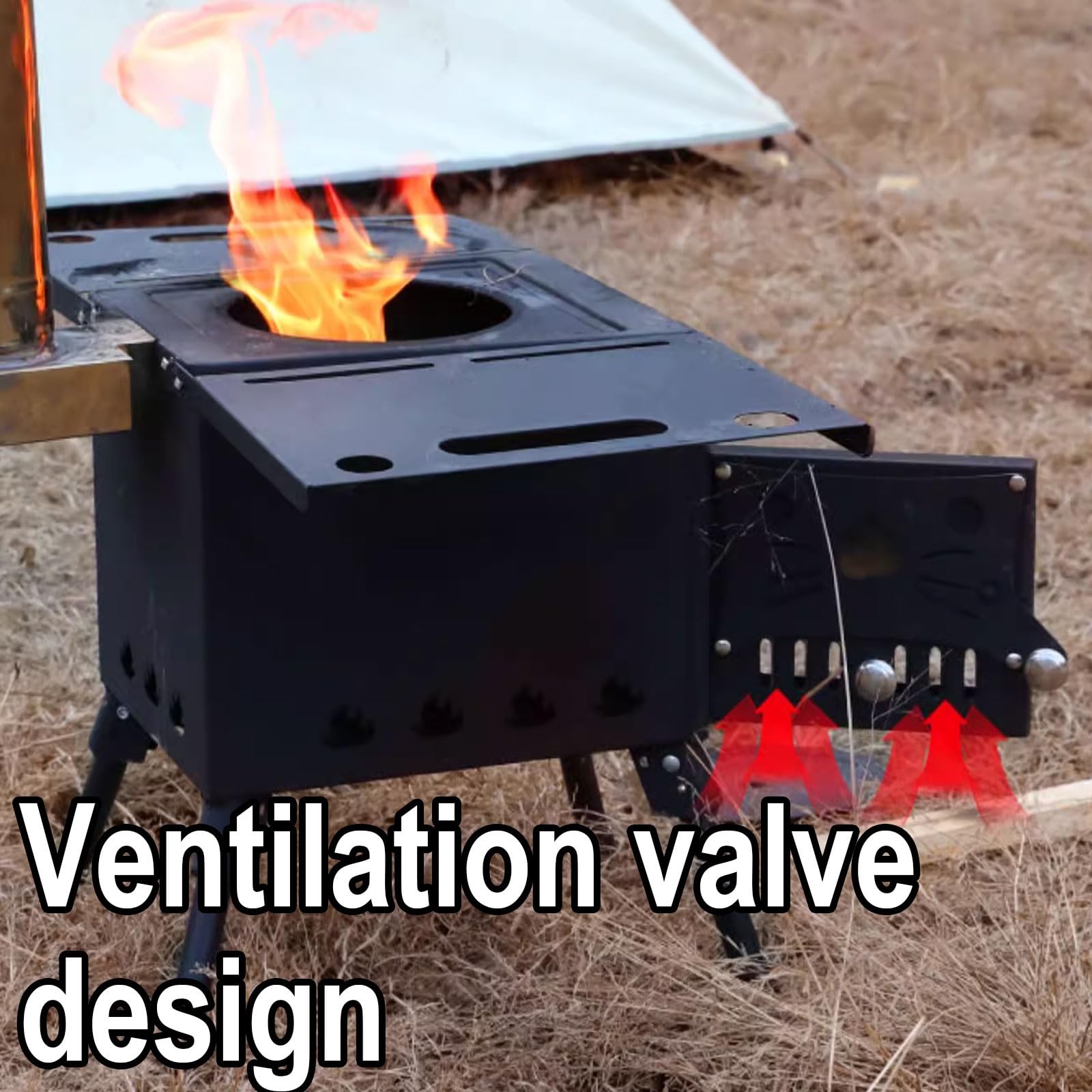 Braciere da Esterno Piedini di Appoggio Ripiegabili Materiale della Lamiera d'Acciaio Stufa A Legna Design della Valvola di Ventilazione Stufe A Legna(78 * 40.5 * 49.5CM)