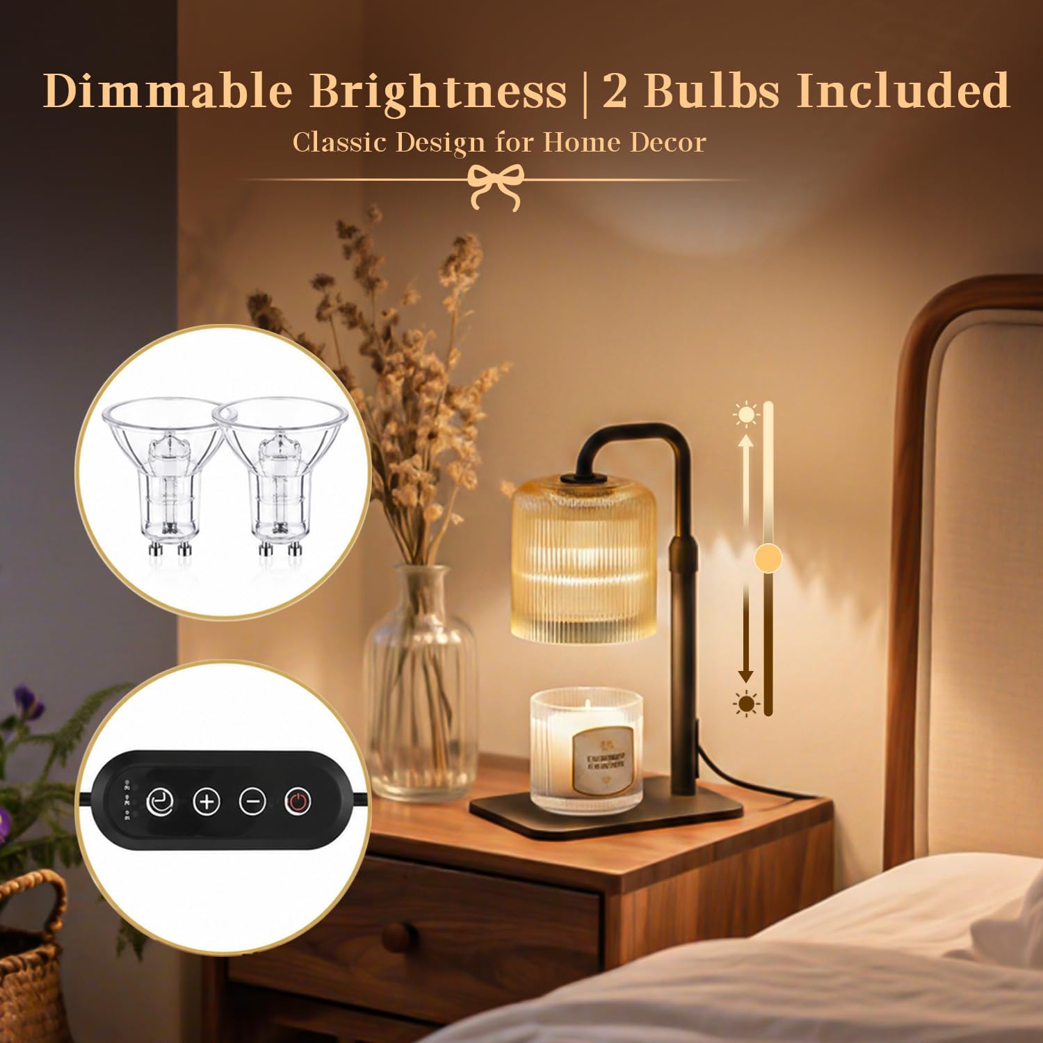 Smart WiFi Candle Warmer Lamp，App & Voice Control. | Compatible with Alexa & Google Home，Flameless Wax Melter with Timer, Bulb x2, for Jar Candles, 1%-100% Dimmable