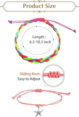 Miniatura 6 de Hicarer 21 pulseras de olas surfistas ajustables e impermeables hechas a mano para la amistad, joyería para mujer