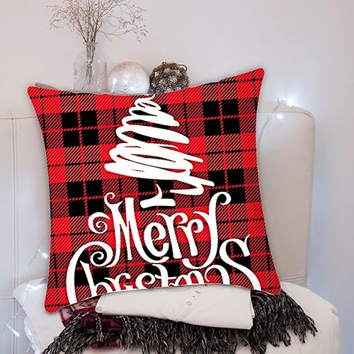 Miniatura 8 de Scceatti Fundas de almohada de Navidad con cremallera cuadrada de 18 x 18 pulgadas, funda de almohada de algodón estilo campestre estilo estético