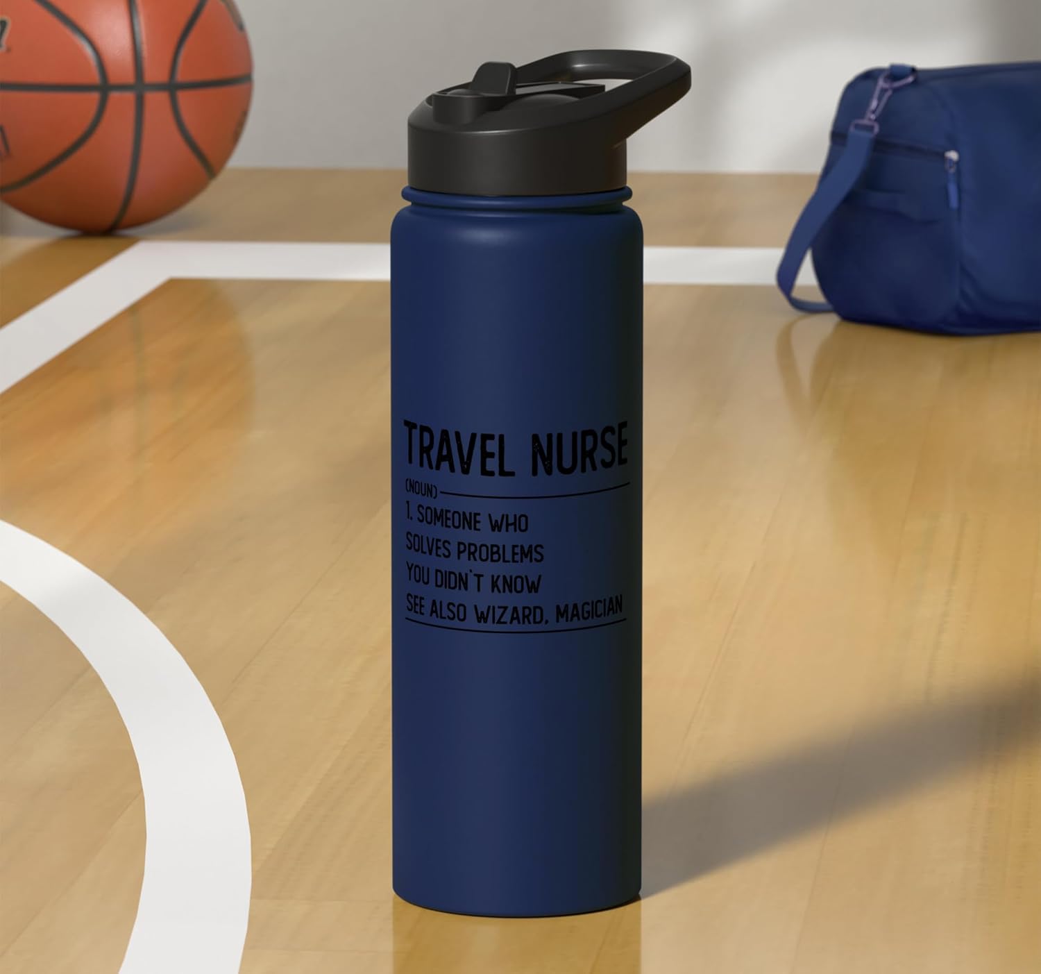 Travel Nurse Shirts for Women Funny Nurse Definition Stainless Steel Insulated Water Bottle - Image 7