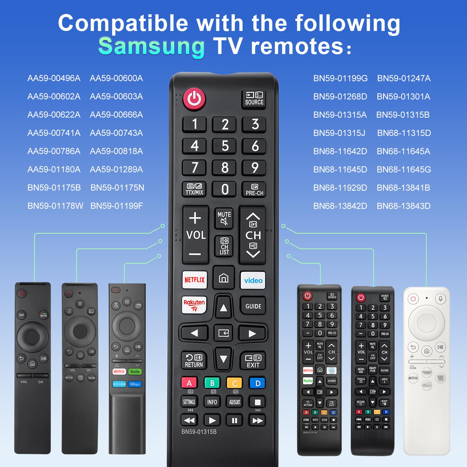 Universale per Samung-TV-Remote-Control-Sostituzione, Compatibile con Tutti i Modelli Samung Smart TV (confezione da 2)