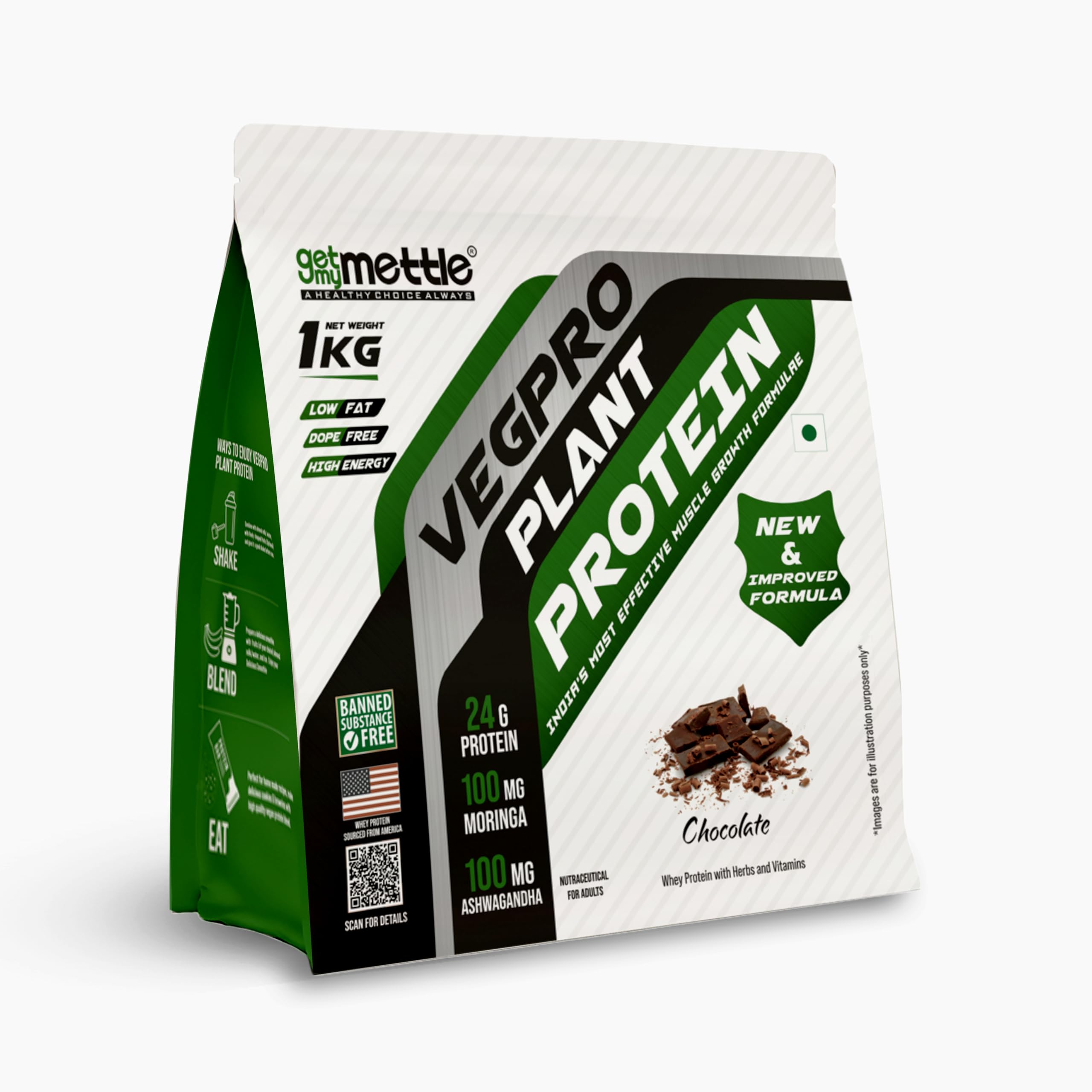 Getmymettle VegPro Vegan Plant Protein Powder | Protein 24g per scoop | Pea Protein Isolate with Digestive Enzyms | Low Carbs (1kg, Classic Coffee) — Amazon image 9