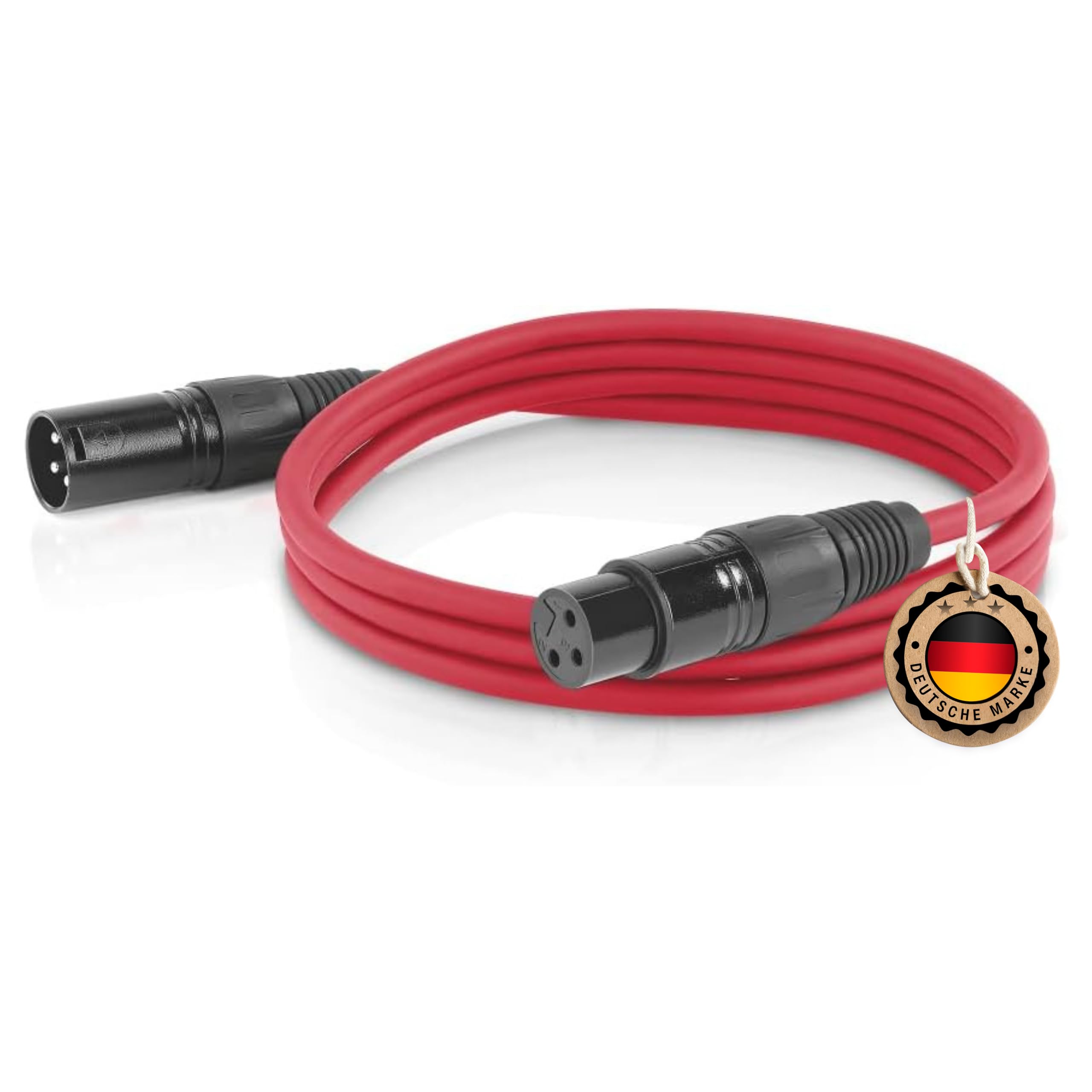 ETEC 3.00m XLR Cable Microphone Cable Male to Female Connector Cable Red