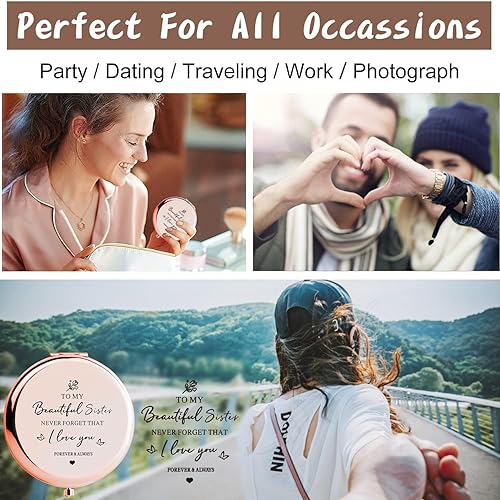 Miniatura 4 de Regalos para hermanas, regalos para mujeres, espejo de amistad inspirador con cita grabada, cumpleaños, día de San Valentín, graduación, Acción de