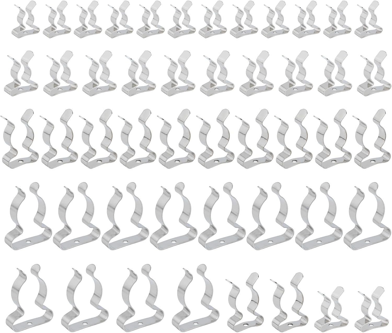Open Type Spring Terry Clips 48 Pack Manganese Steel Tool Holder Assorted Sizes 10mm 12mm 19mm 25mm for Garage Shed Storage