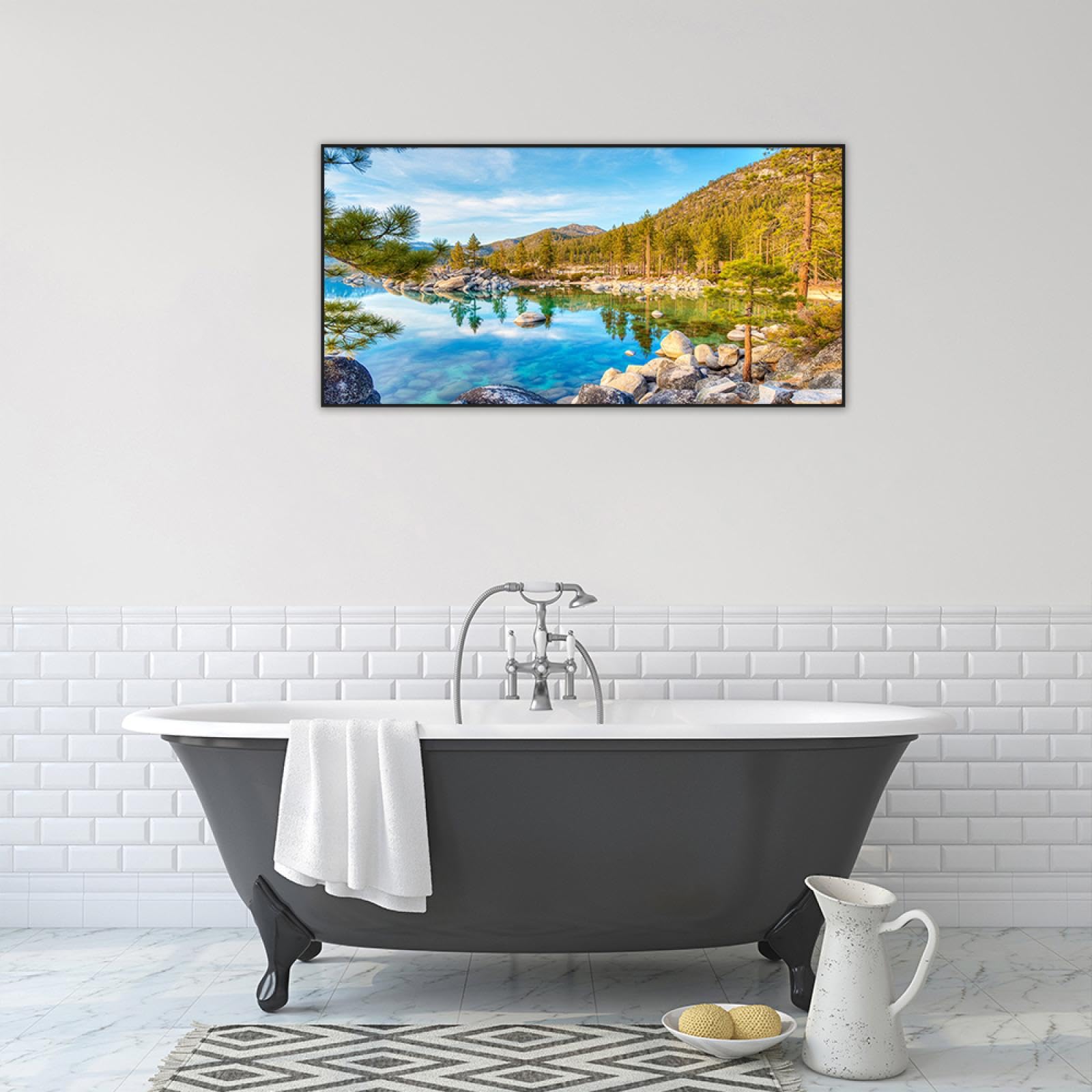 Quadro Su Tela Paesaggio Della Spiaggia Del Mare 100x50 Cm - Foto 2