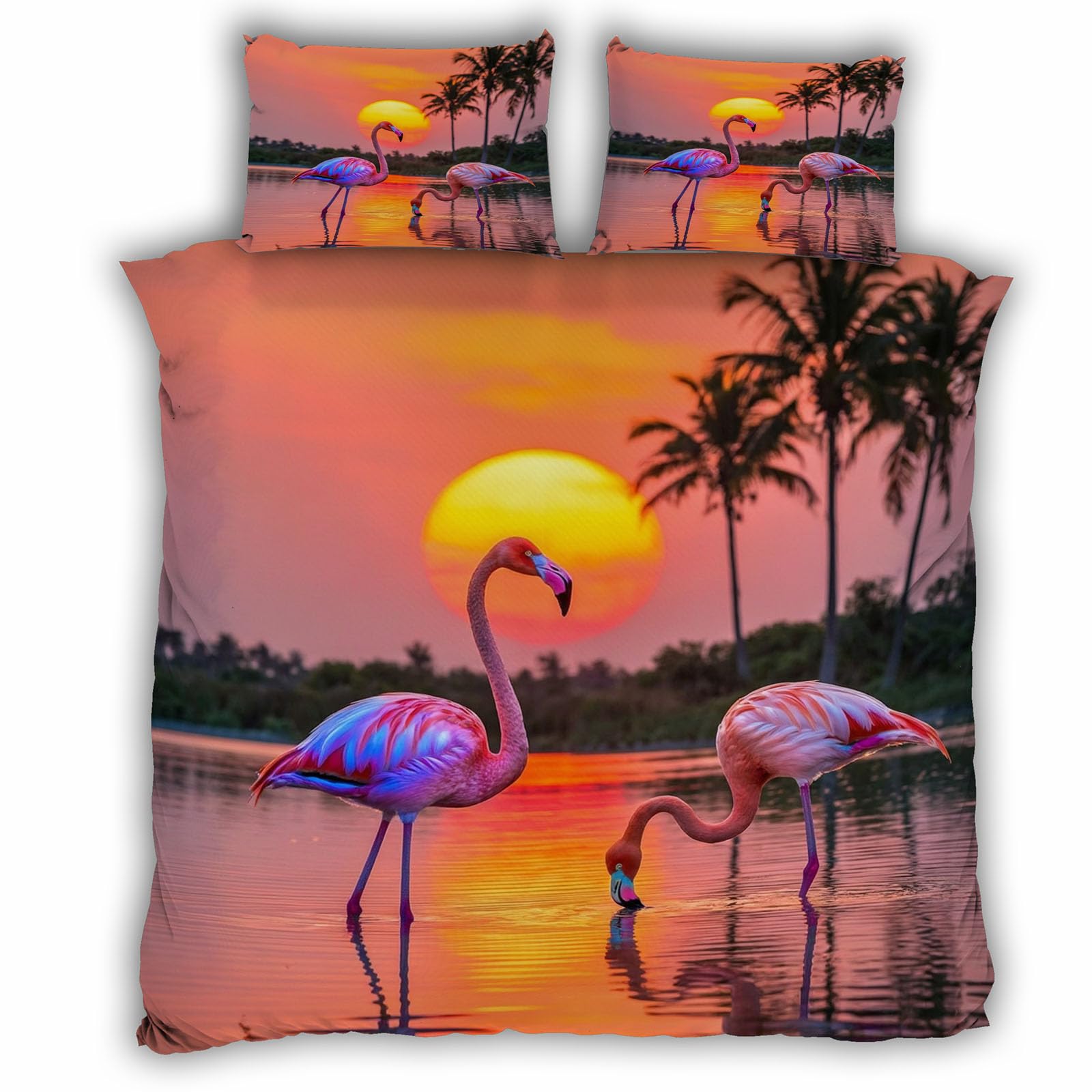 Housse de couette 220x240 tropical ocean parure de lit 2 personnes avec fermeture eclair