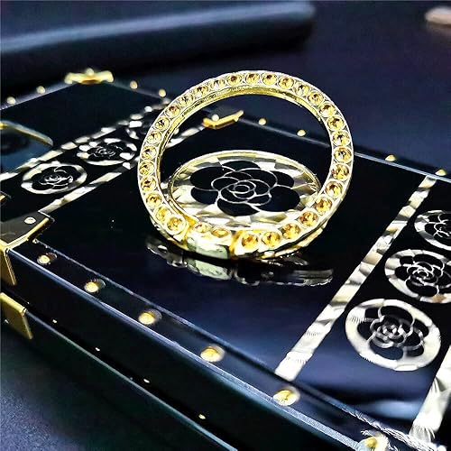 Miniatura 3 de LXXZBC Funda K61 para LG K61, diseño de caja de lujo, diseño de caja dorada con purpurina dorada, funda suave con anillo de dedo, soporte