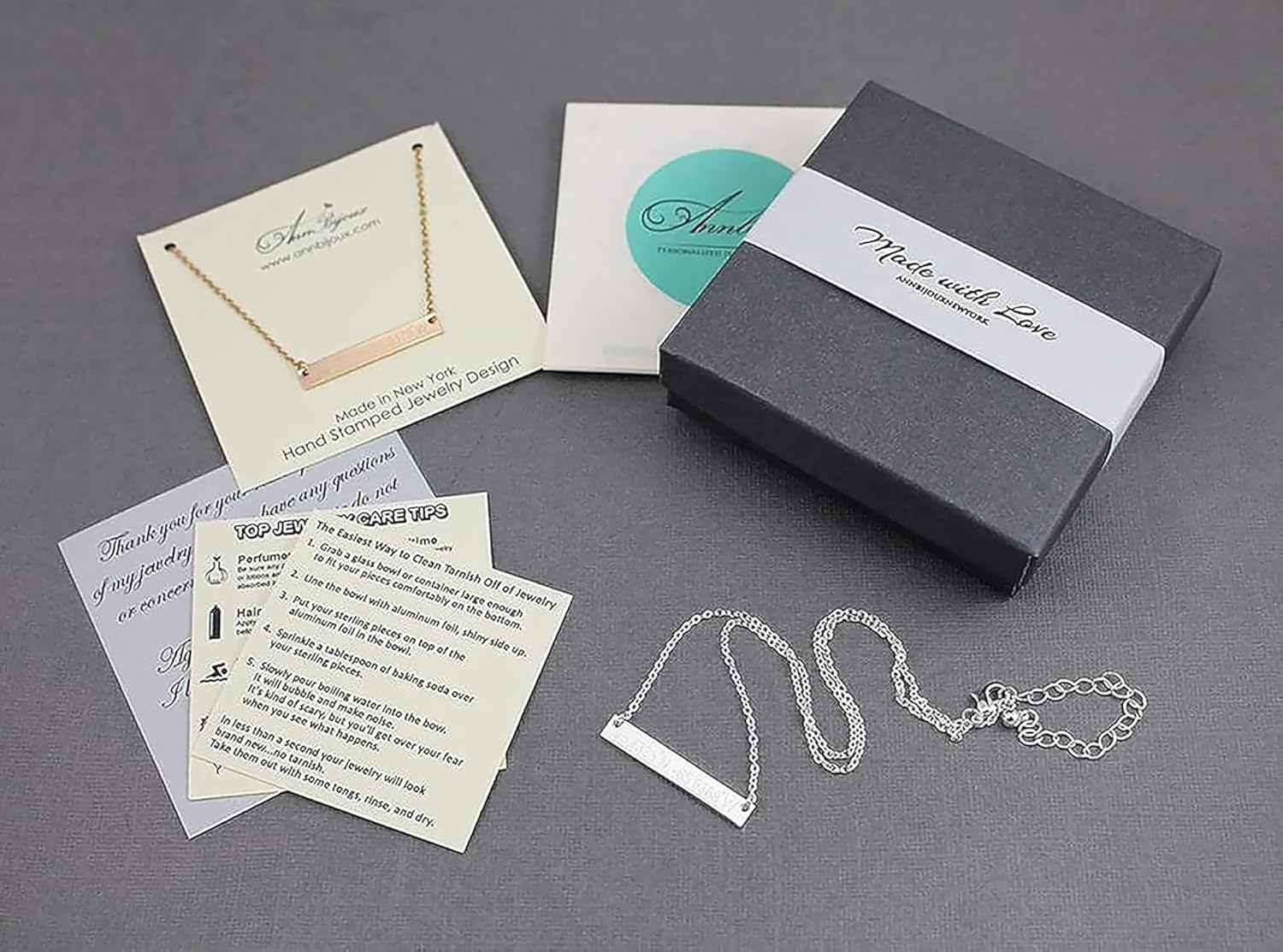 AnnBijoux Actual Handwriting Square Pendant Necklace Mirror Polish Stainless Steel Silver Gold Rose-Gold Laser Engraved Jewelry Memorial Signature Mom Personalized Gift