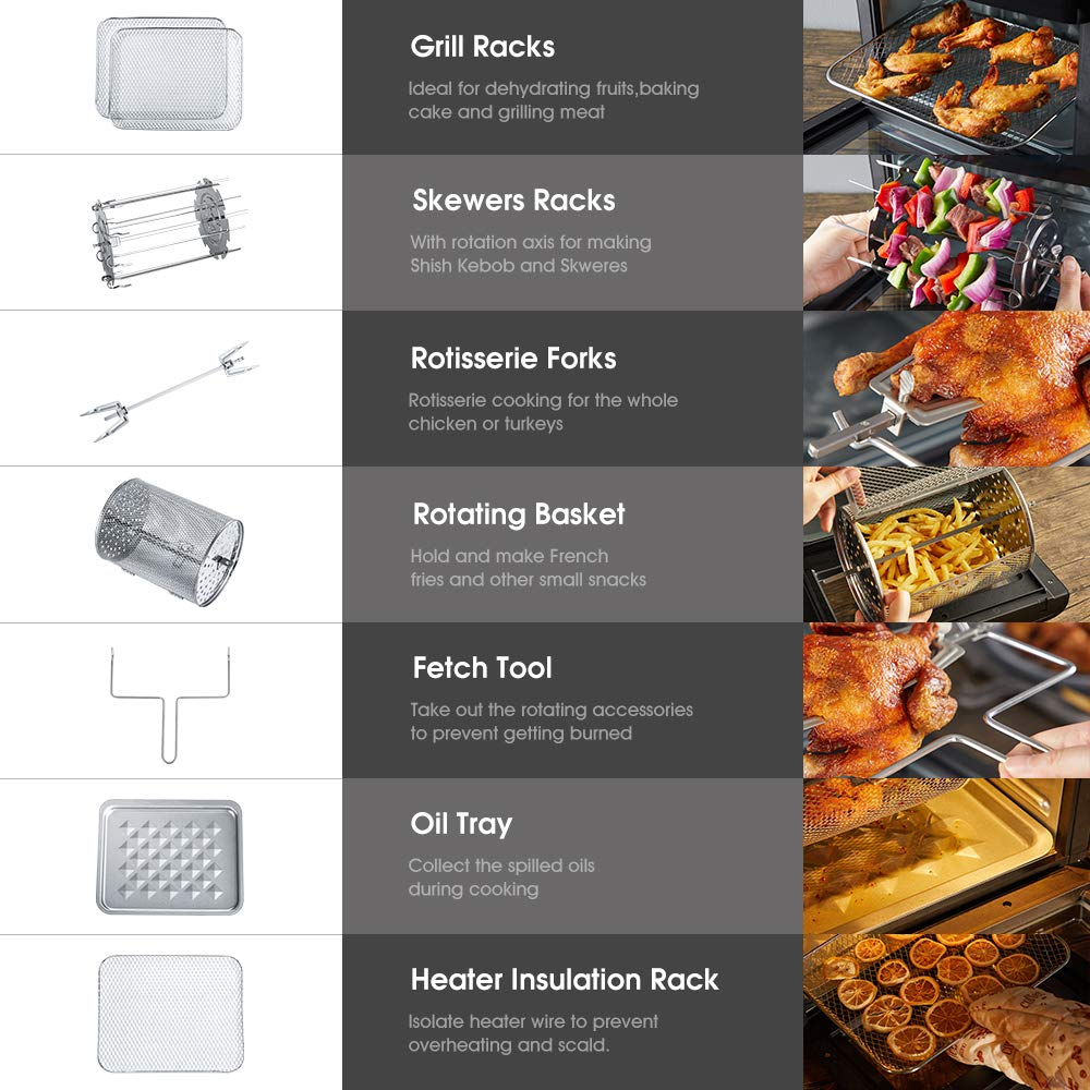 KIKIONLIFE 1500W Digital Air Fryer Oven, 12 Litre, Digital Display with