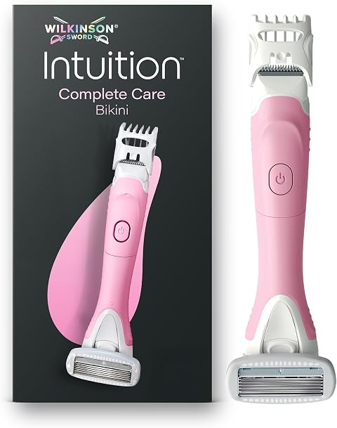 Wilkinson Sword Intuition Complete Care Women’s Bikini Trimmer and Shaver | 2in1 Waterproof Electric Body Hair Trimmer and Shaver Handle, Adjustable Comb, and 5 Blade Bikini Razor for Women, 1 Refill