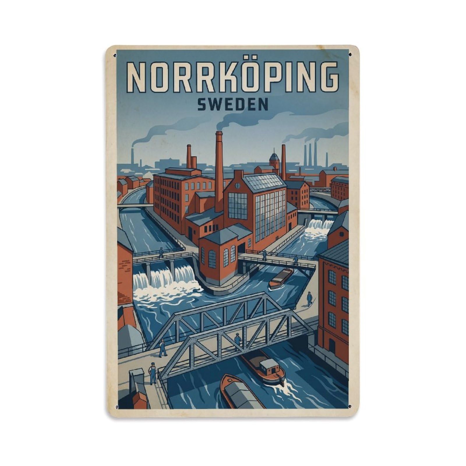 Sweden Norrkoping Travel Retro Metal Tin Sign Plaque Wall Decor for Cafe, Club Bar, Office, Garden Metal Poster 8x12Inch