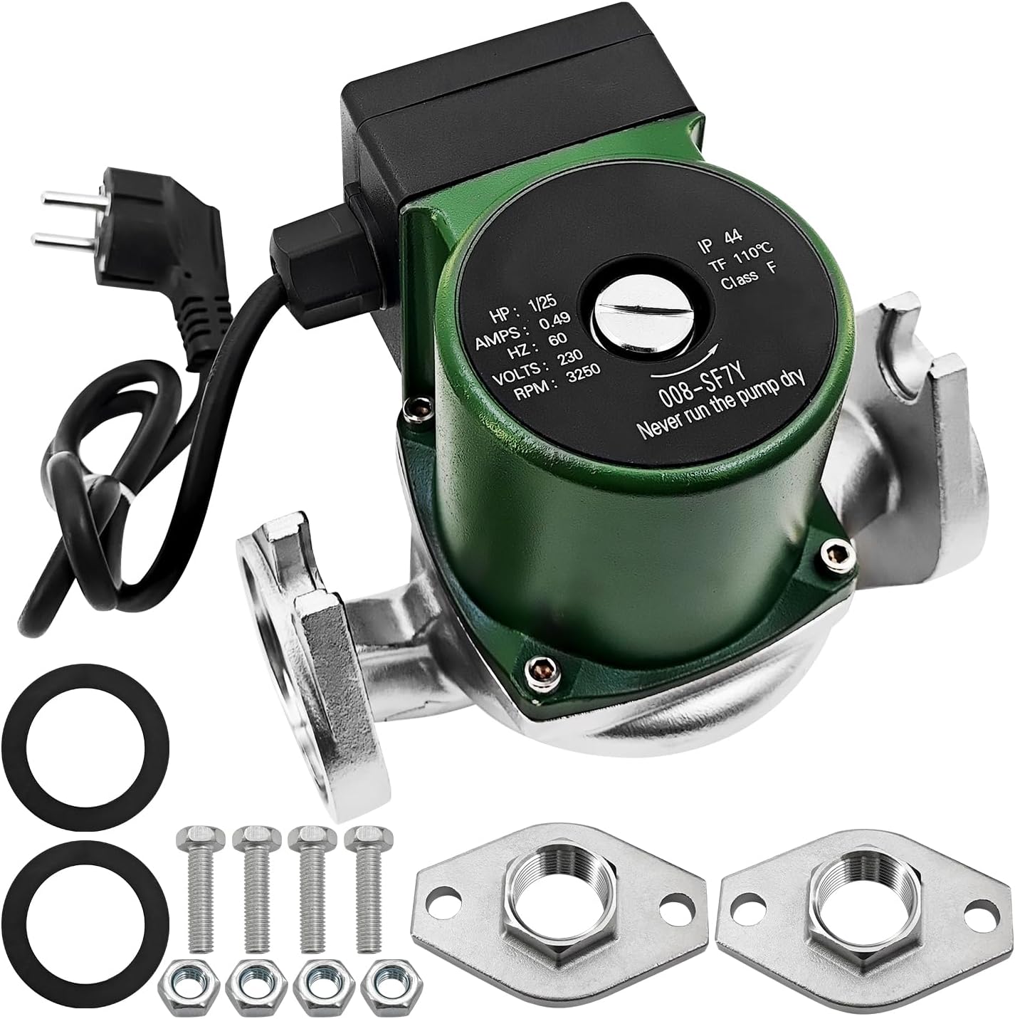 008-SF7Y Stainless Steel Cartridge Flanged Circulator Pump 1/25HP 230V 3,250 RPM 14 GPM 0.49A 60HZ