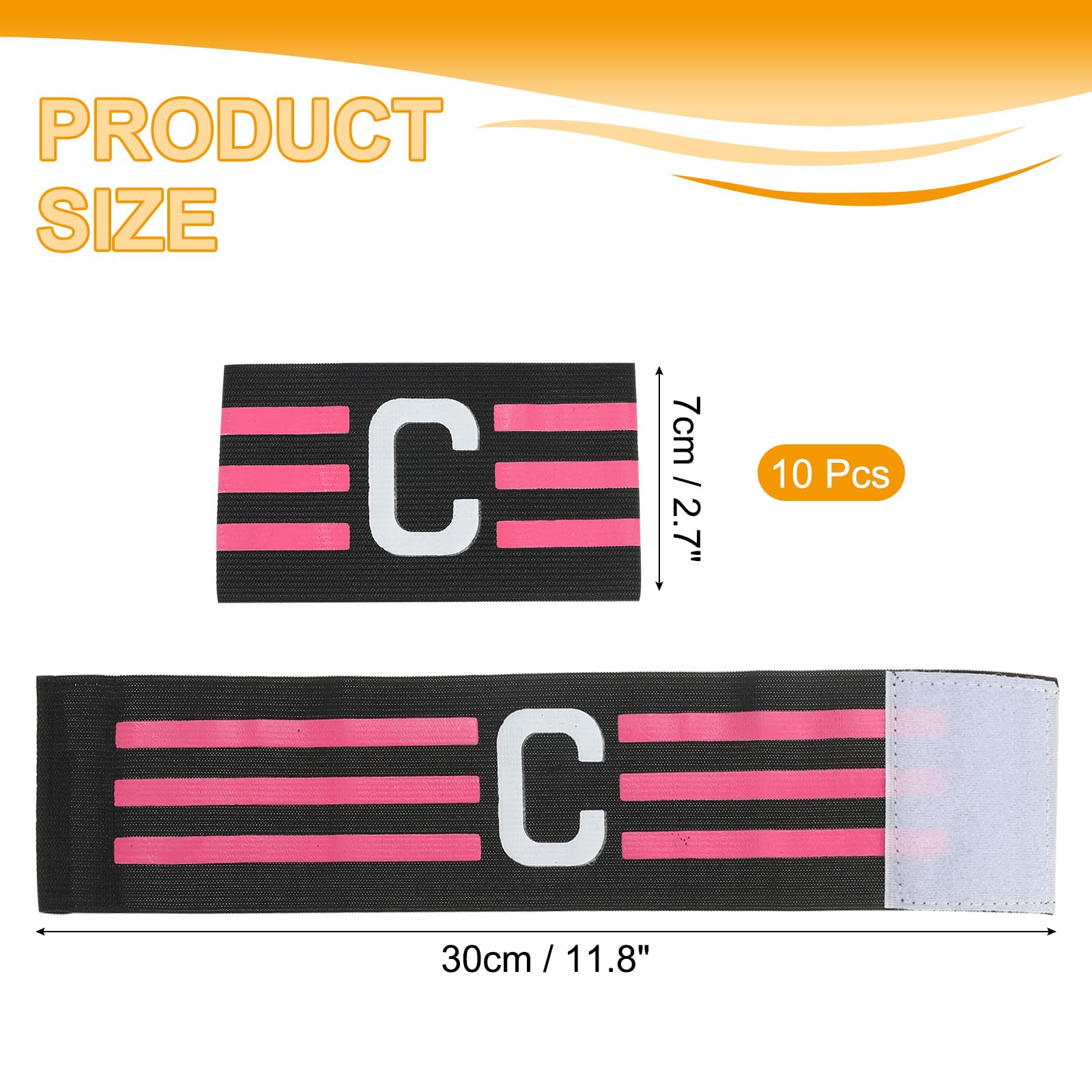 MECCANIXITY Soccer Captain Armband, Nylon Captain Arm Bands for Soccer Elastic Captain C Arm Band Sports Captain Armbands for Football Team Training Youth & Adult Black, Pack of 10